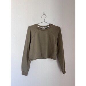 Madewell MWL Airyterry Crop Sweatshirt in Olive Green Size XXS